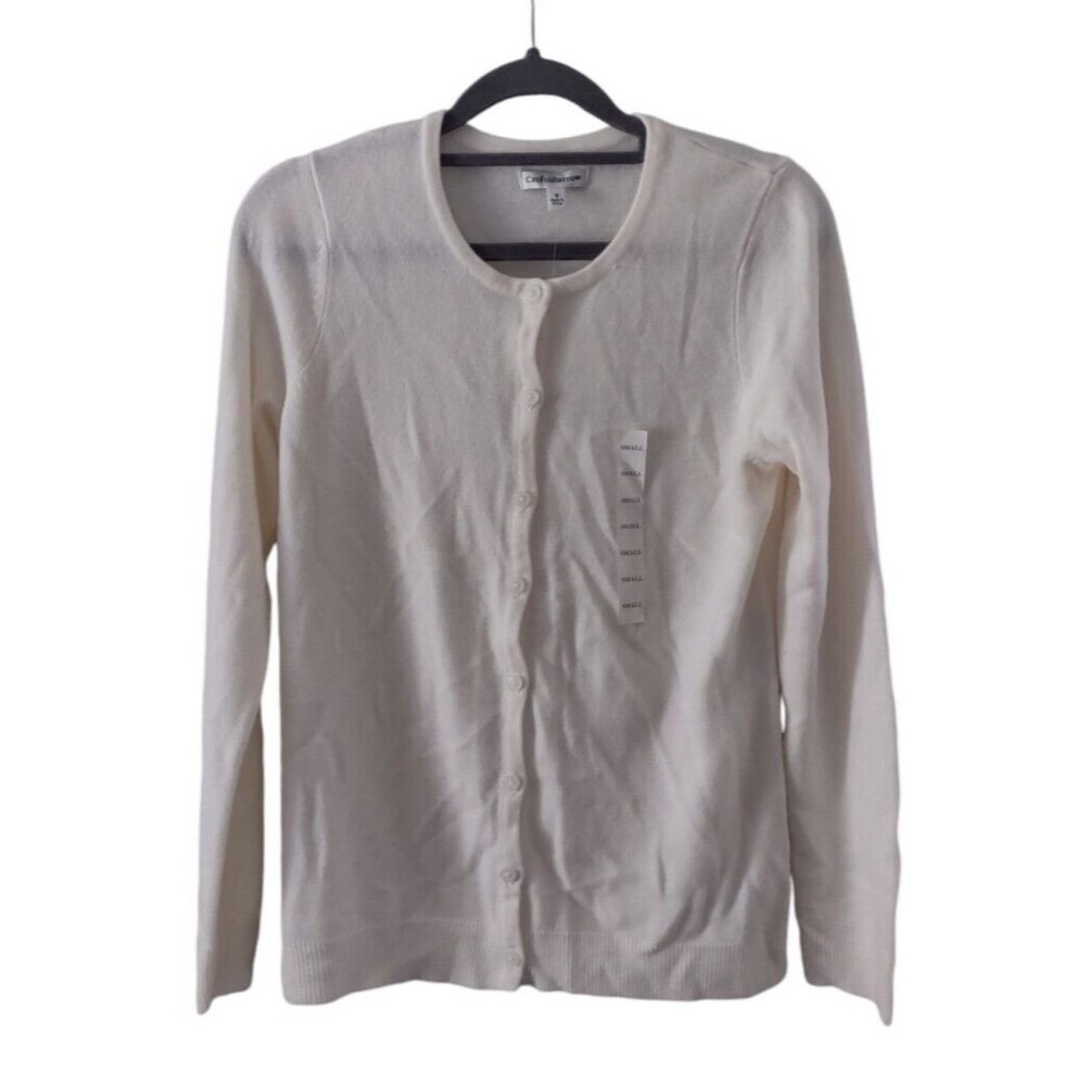 Croft and Barrow Cream Cardigan Sweater Womens Small Button Up Acrylic Ivory
